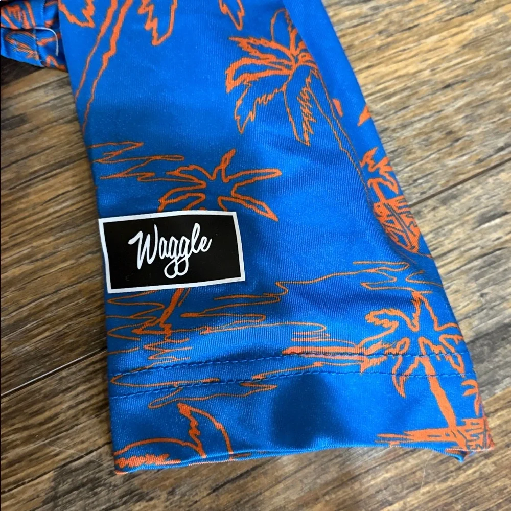 Waggle Blue and Orange Palm Tree Polo‎ Shirt - Picture 3 of 3